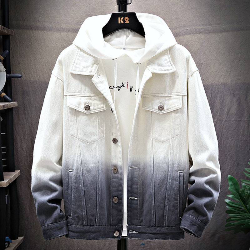Men's Denim Jacket Loose Jacket Student Clothes Men Grey