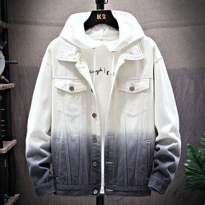 Men's Denim Jacket Loose Jacket Student Clothes Men Grey