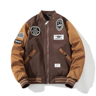 Pilot Cotton-padded Coat Men Thick Loose Plus Size Cotton Clothes Khaki label stand collar
